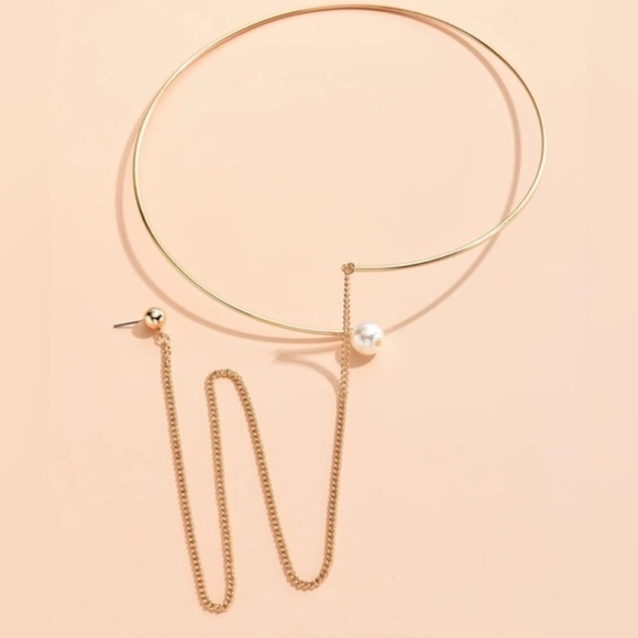 ✨NEW✨Elegant Gold Pearl Necklace earring choker - Picture 2 of 3